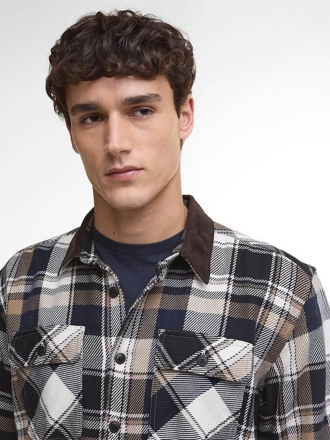 Barbour Overshirt Ruit Grasmoor Navy - Foto 3