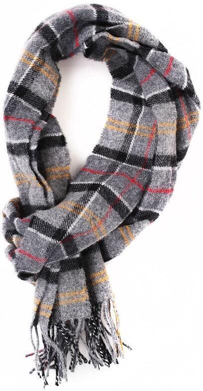 Barbour Grijze Tartan Lamswollen Sjaal Gray Heren