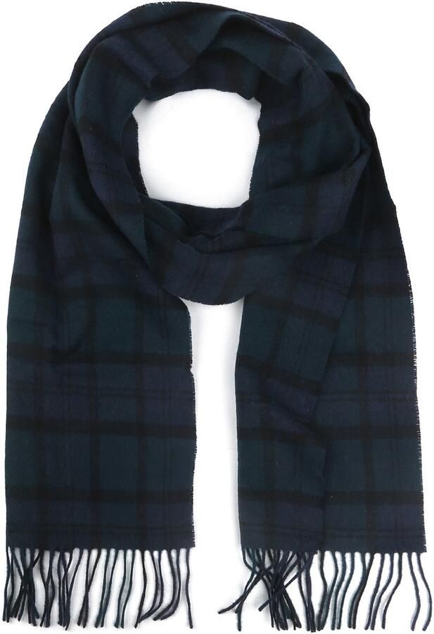 Barbour Multicolor Geruite Tartan Lamswollen Sjaal Zwart Heren