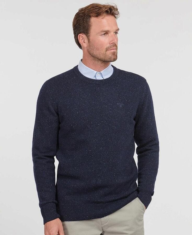 Barbour Blauwe Trui met Klassieke Ronde Hals en Opvallend Design Blue Heren
