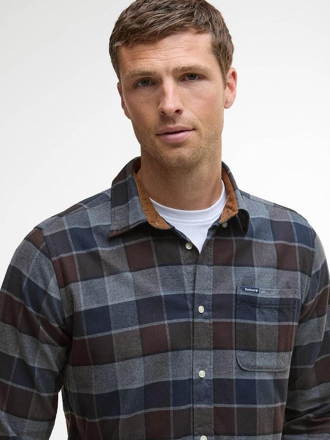 Barbour Overhemd Lange Mouw Valley Overhemd Ruit Antraciet Bruin