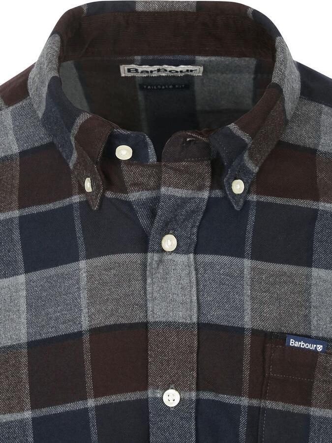 Barbour Overhemd Lange Mouw Valley Overhemd Ruit Antraciet Bruin - Foto 4