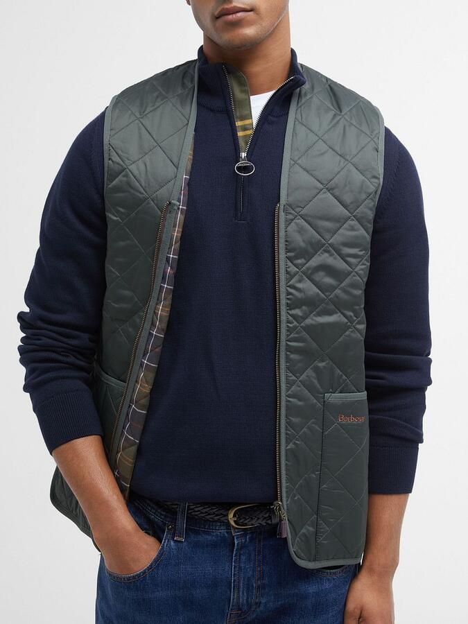 Barbour Gewatteerd Vest met Ritssluiting voor Heren Green Heren - Foto 3