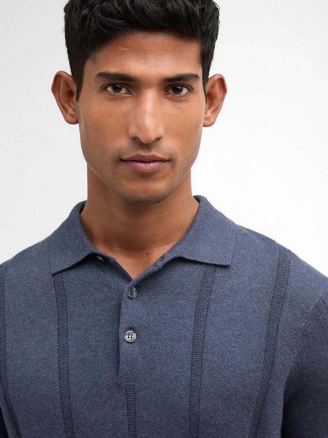 Barbour Polo Shirt Korte Mouw Wellburn Knitted Polo Navy - Foto 2