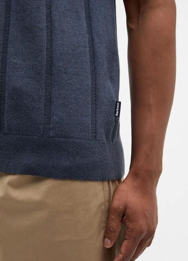 Barbour Polo Shirt Korte Mouw Wellburn Knitted Polo Navy - Foto 5