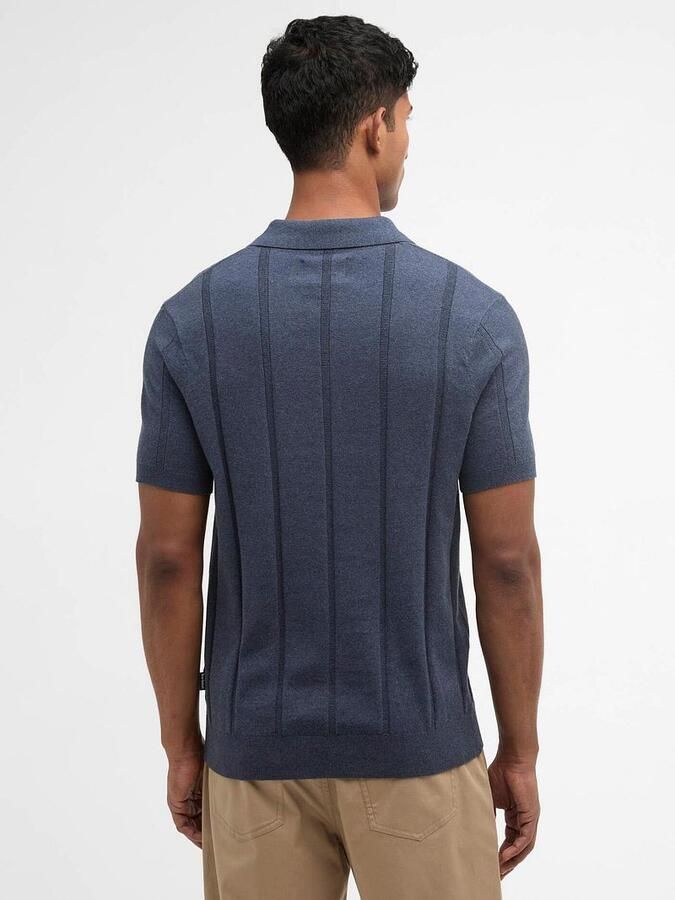Barbour Polo Shirt Korte Mouw Wellburn Knitted Polo Navy - Foto 3