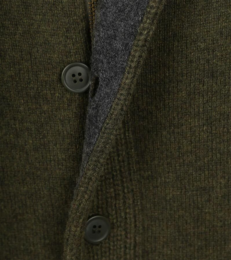 Barbour Chunky Lambswool Sweater met Alcantara Elleboog Patches Green Heren