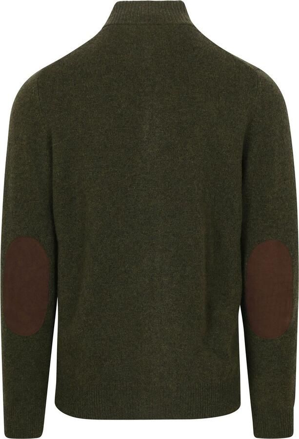 Barbour Chunky Lambswool Sweater met Alcantara Elleboog Patches Green Heren - Foto 3