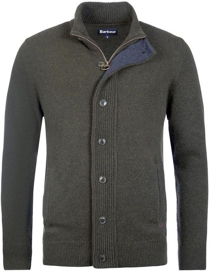 Barbour Chunky Lambswool Sweater met Alcantara Elleboog Patches Green Heren - Foto 2