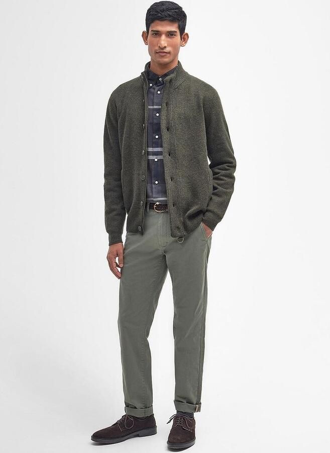 Barbour Chunky Lambswool Sweater met Alcantara Elleboog Patches Green Heren - Foto 6