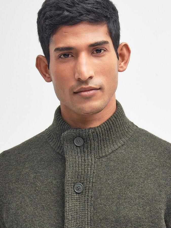 Barbour Chunky Lambswool Sweater met Alcantara Elleboog Patches Green Heren - Foto 3