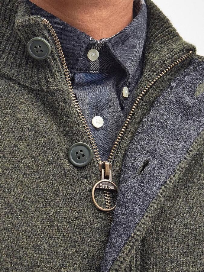 Barbour Chunky Lambswool Sweater met Alcantara Elleboog Patches Green Heren - Foto 4