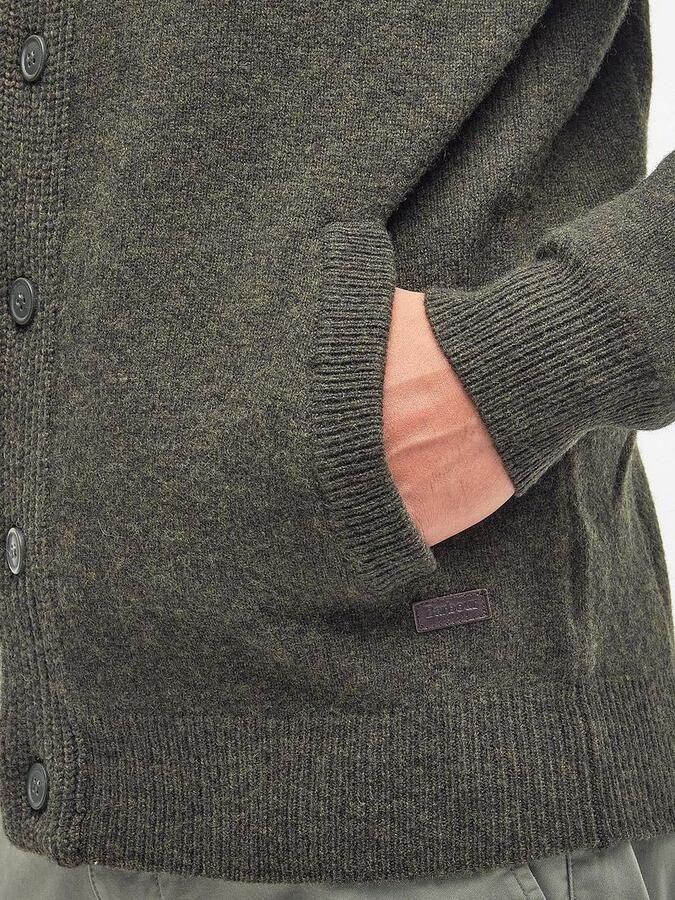 Barbour Chunky Lambswool Sweater met Alcantara Elleboog Patches Green Heren - Foto 5