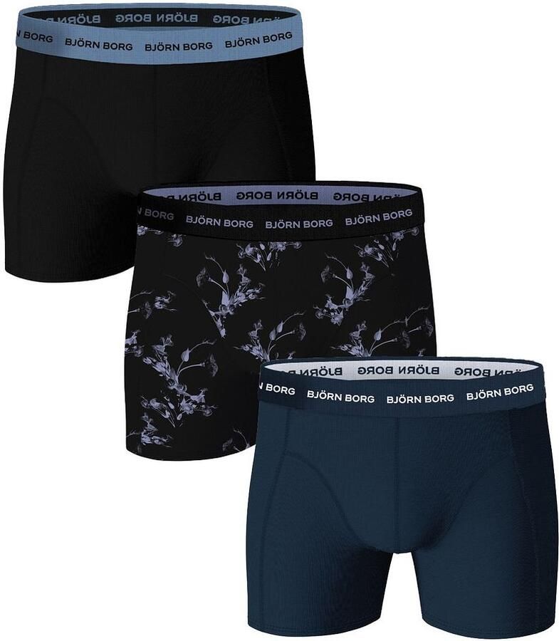 Björn Borg Boxers Cotton Stretch 3-Pack Zwart Blauw