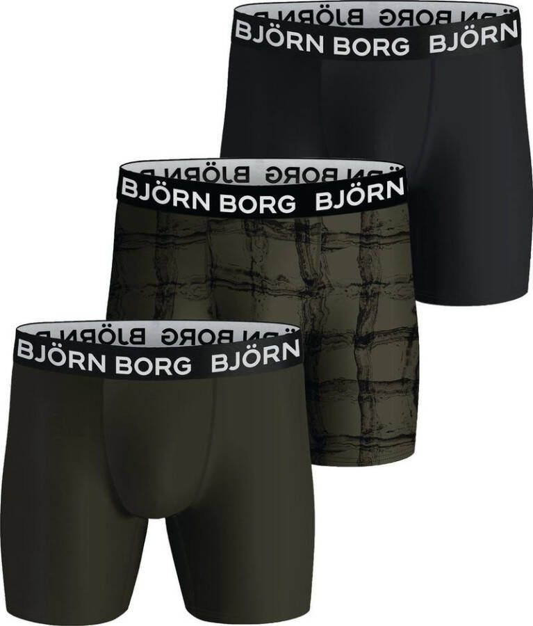 Bjorn Borg Performance Boxers 3-Pack Zwart Groen