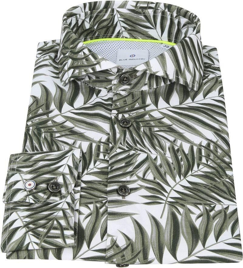 Blue Industry Overhemd Lange Mouw Overhemd Blad Donkergroen