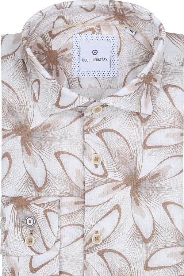Blue Industry Beige Casual Bedrukt Overhemd met Lange Mouwen Multicolor Heren