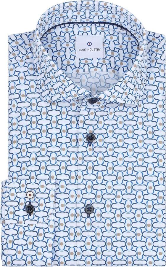 Blue Industry Overhemd Lange Mouw Overhemd Print Blauw