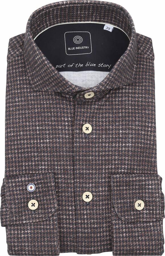 Blue Industry Overhemd Lange Mouw Overhemd Print Bruin