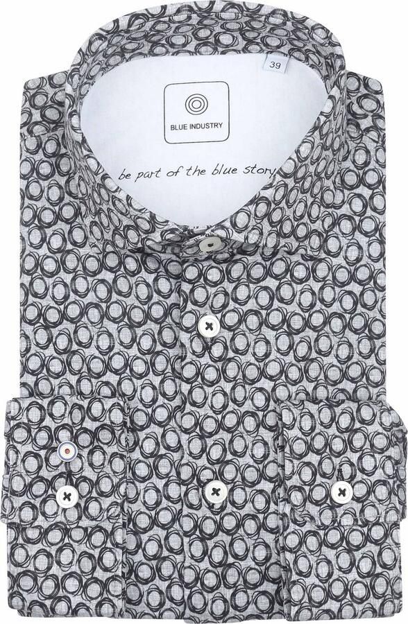 Blue Industry Overhemd Lange Mouw Overhemd Print Grijs