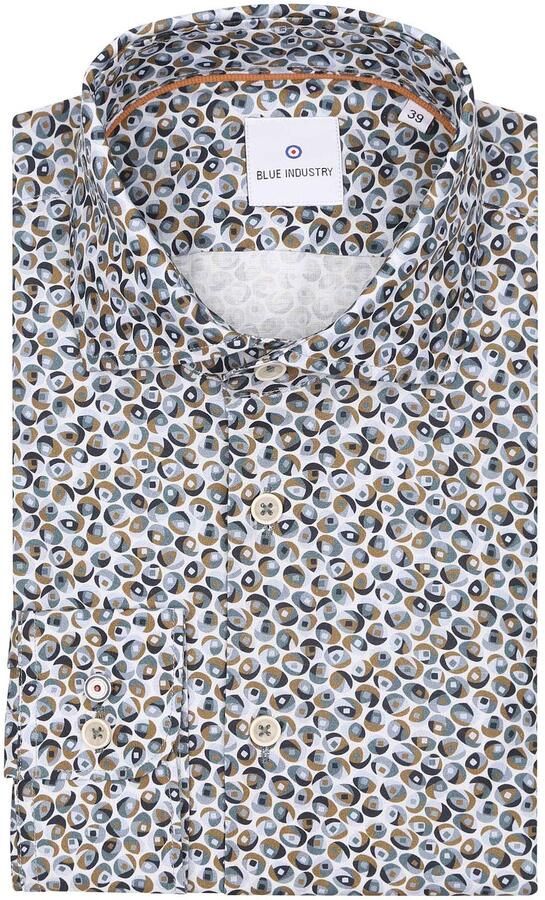 Blue Industry Overhemd Lange Mouw Overhemd Print Groen