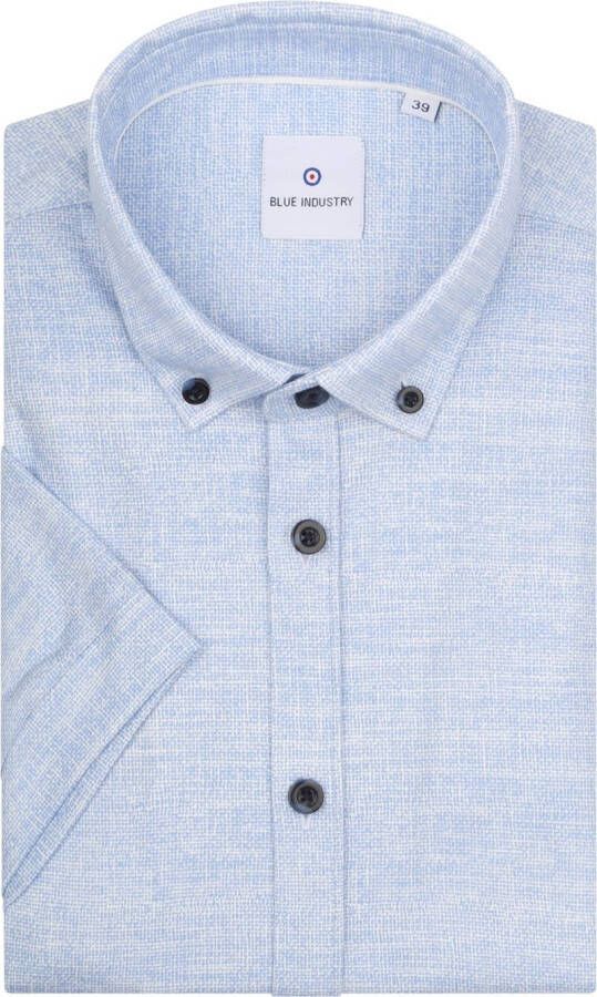 Blue Industry Short Sleeve Overhemd Print Blauw