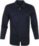 Blue Industry trui donkerblauw rits gestreept katoen - Thumbnail 1