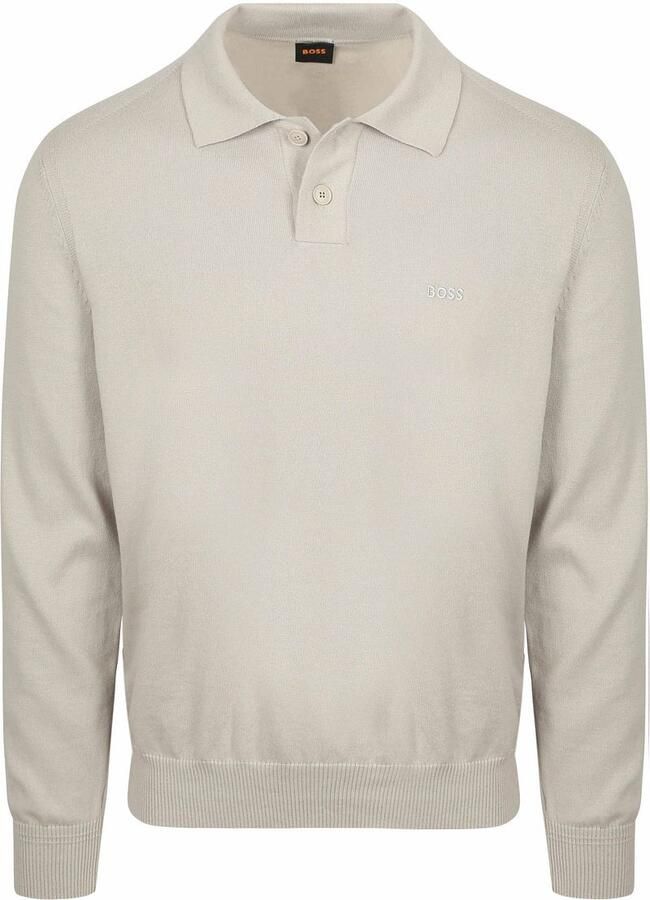 Boss Asac Long Sleeve Polo Ecru