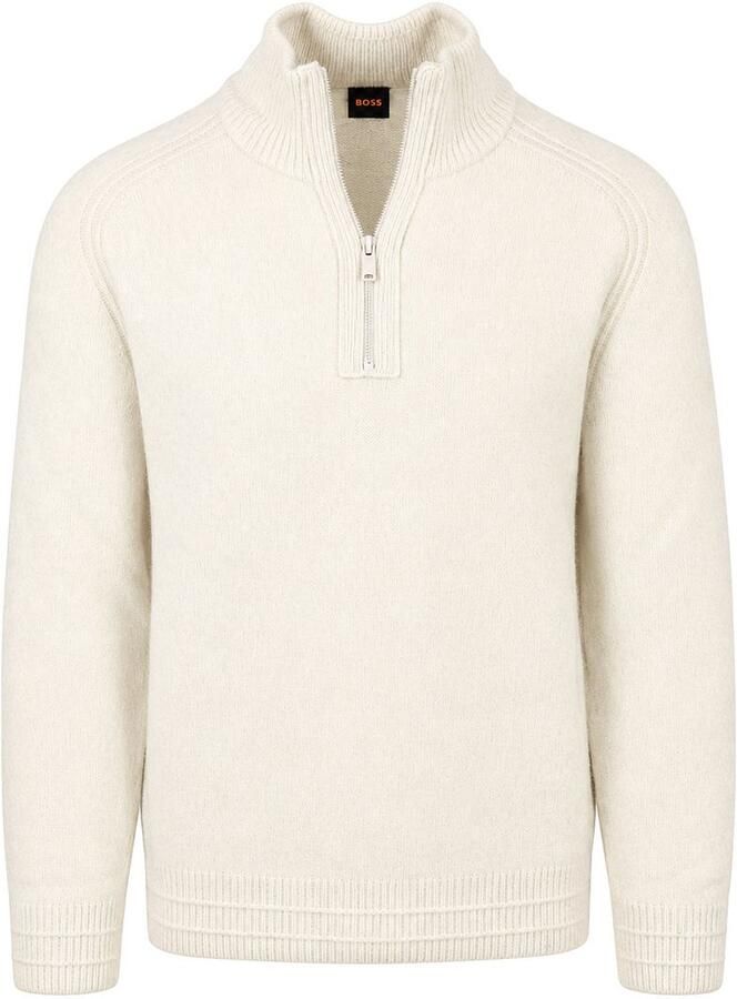 Boss Awoolio Half Zip Trui Ecru