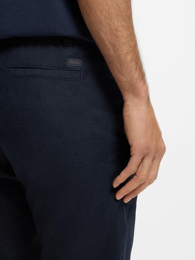 BOSS Sanderson-L-3 regular chino met linnen donkerblauw - Foto 3