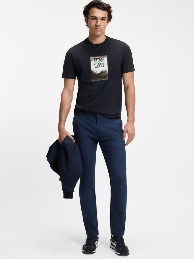 BOSS Sanderson-L-3 regular chino met linnen donkerblauw - Foto 5