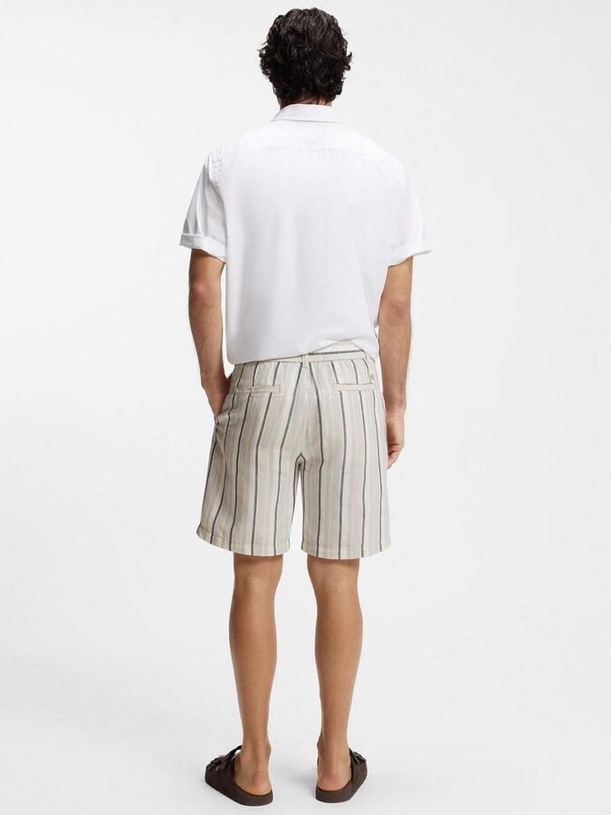 Boss Orange straight leg chino's shorts mix van katoen en linnen model 'CHINO_ST_SHORTS_2' - Foto 3