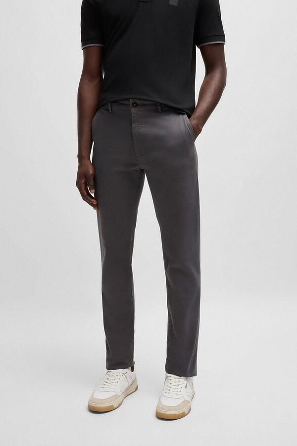 Boss Orange Slim Fit Satijnen Chino Broek Gray Heren - Foto 9
