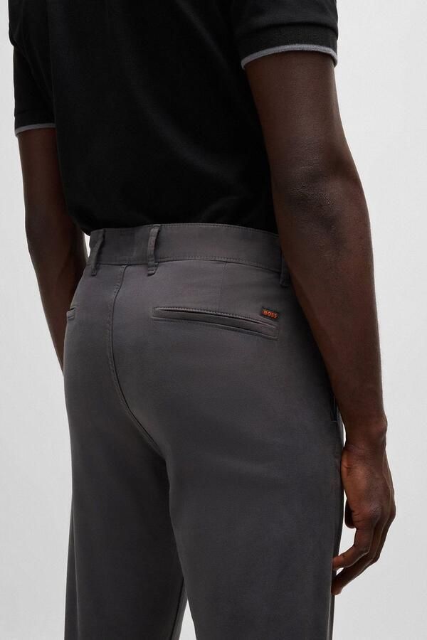 Boss Orange Slim Fit Satijnen Chino Broek Gray Heren - Foto 11