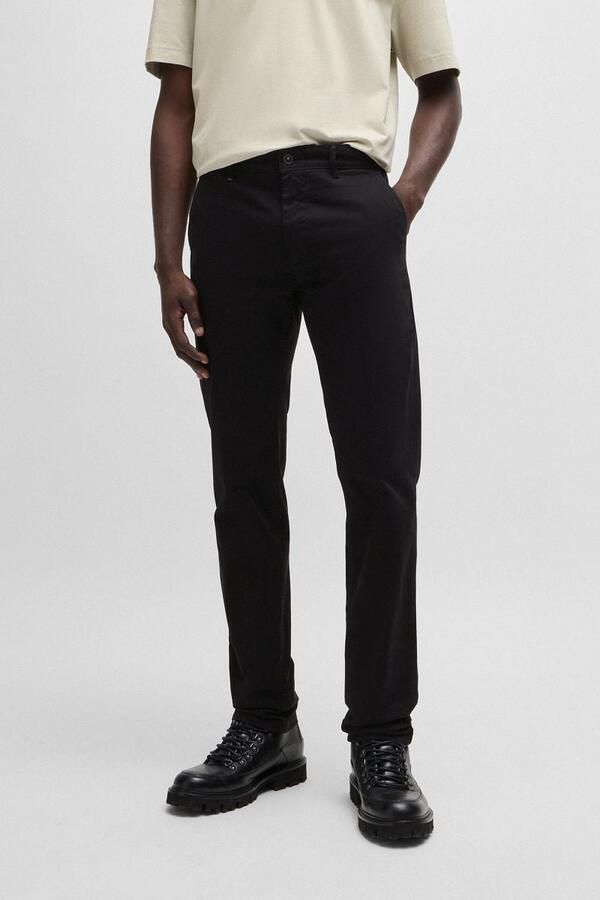 Hugo Boss Slim Fit Zwarte Chino Broek Black Heren