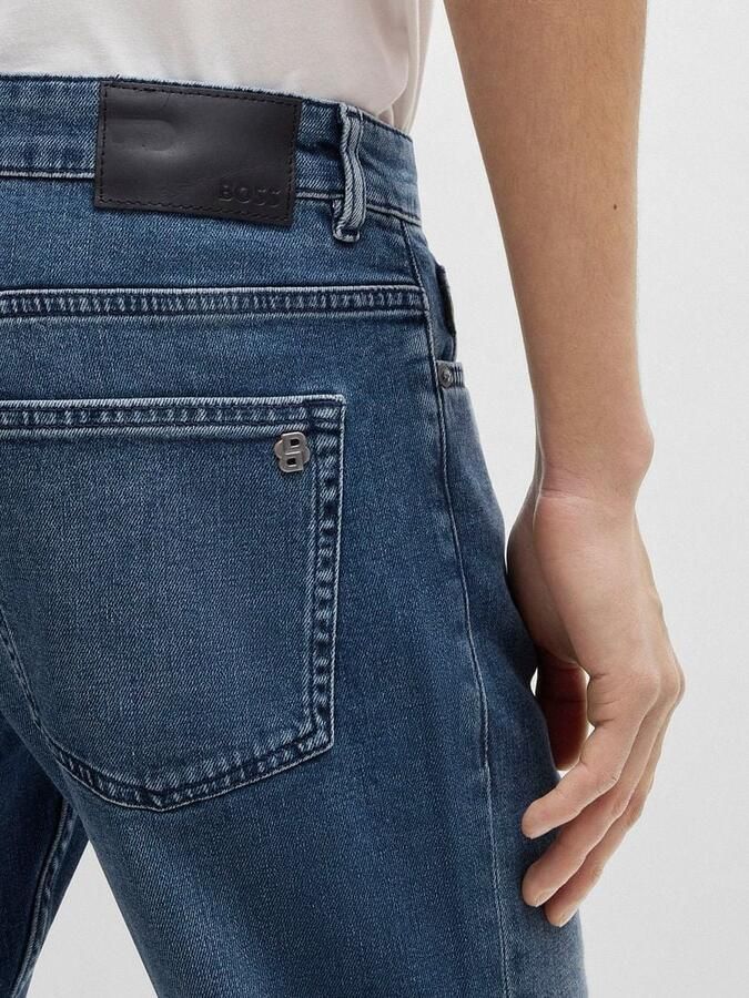 Hugo Boss Regular Fit Jeans 5-Pocket Stijl Taps toelopende pijp Medium blauw Blue Heren - Foto 3