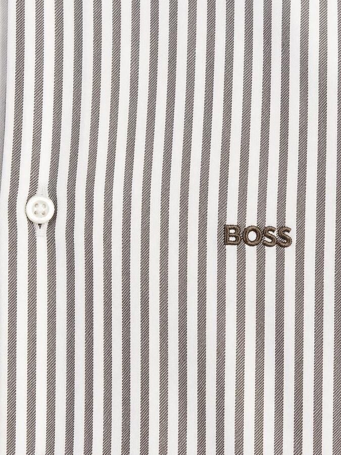 Boss Mysoft Overhemd gestreept Wit groen - Foto 2
