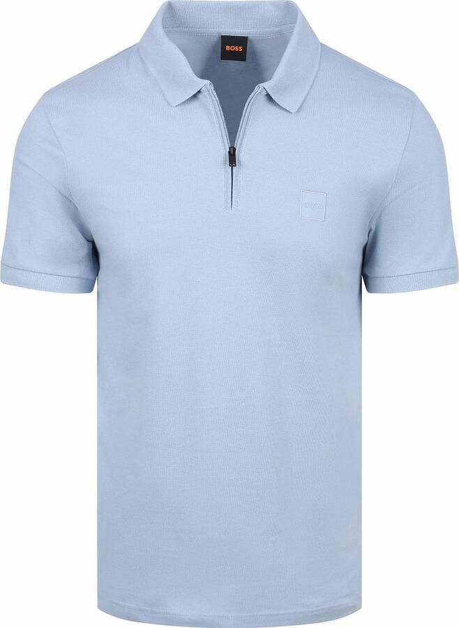 Boss Passerzip Half Zip Polo Lichtblauw
