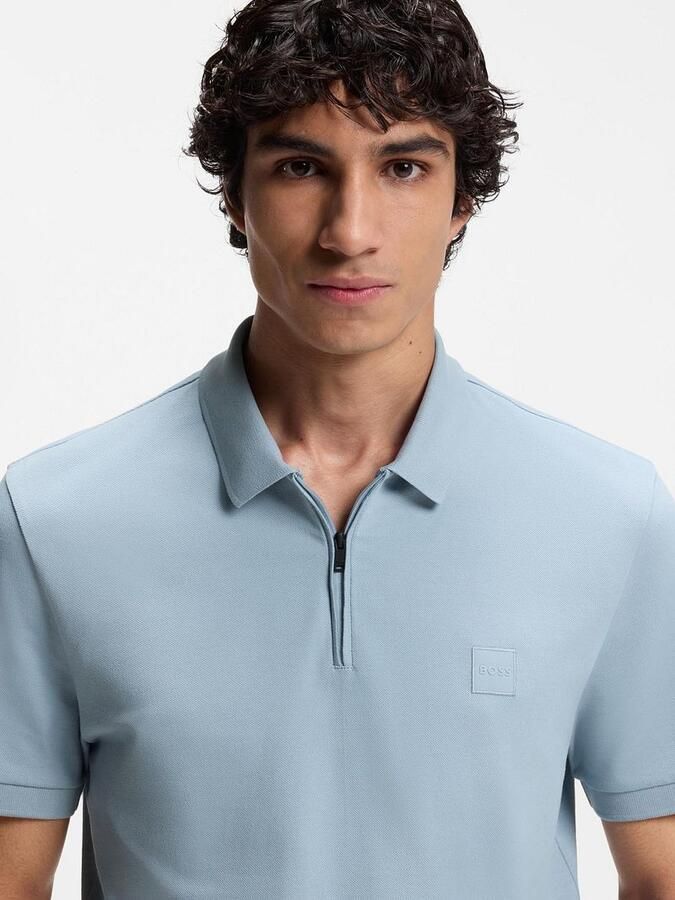 Boss Passerzip Half Zip Polo Lichtblauw - Foto 3