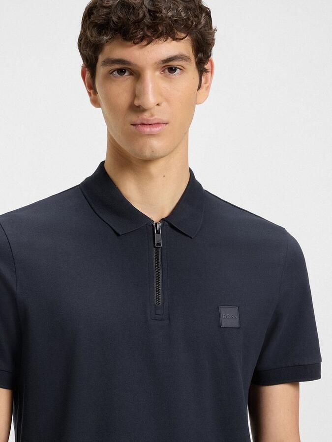 BOSS ORANGE Heren Polo's & T-shirts Passerzip Donkerblauw