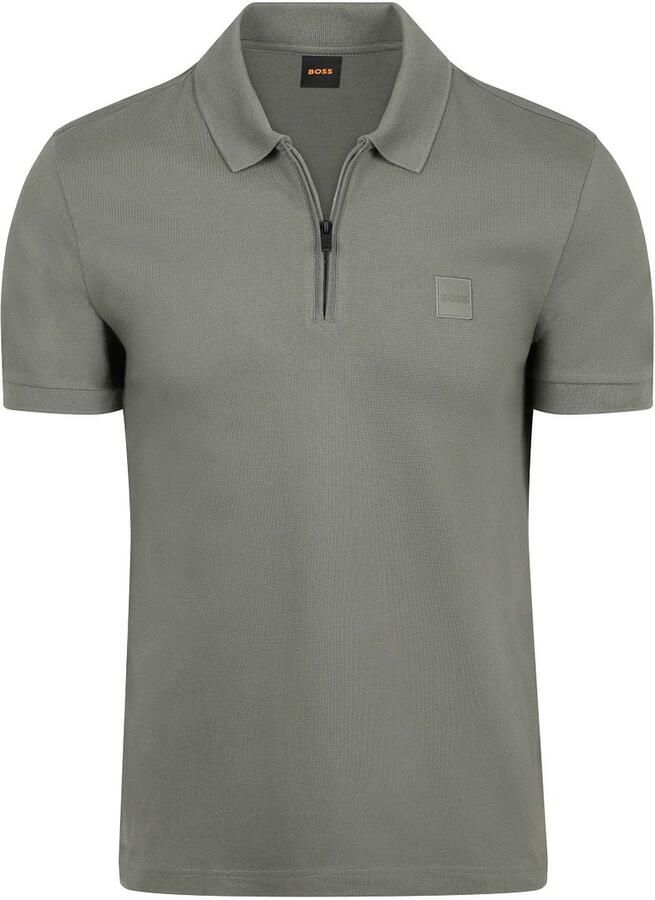 Boss Polo Shirt Korte Mouw Passerzip Half Zip Polo Open Groen - Foto 3