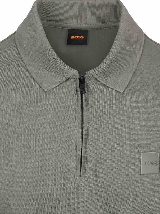Boss Passerzip Half Zip Polo Open Groen - Foto 3