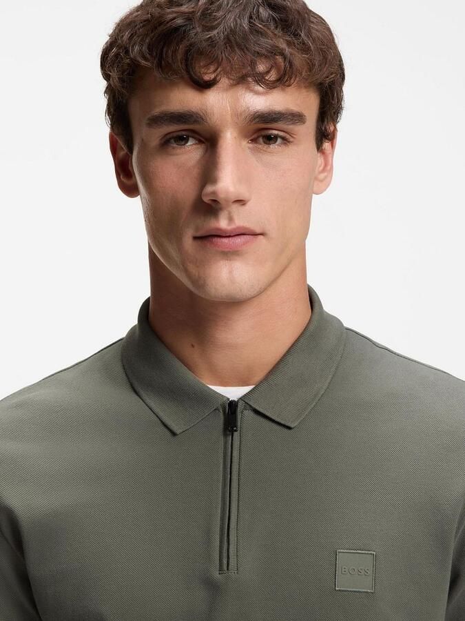 Boss Passerzip Half Zip Polo Open Groen - Foto 4