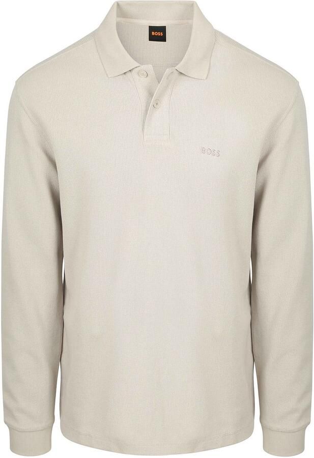 Boss Petempestolong Long Sleeve Polo Ecru