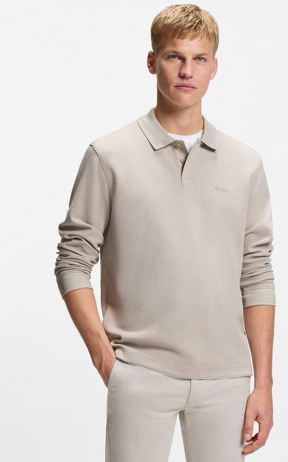 Boss Petempestolong Long Sleeve Polo Ecru - Foto 5