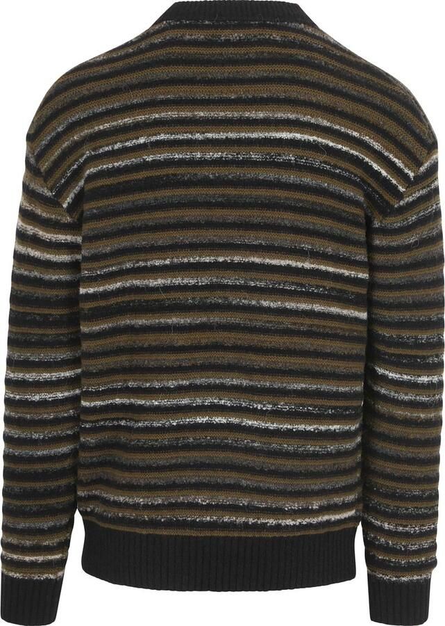 Boss Sweater Pullover Aturn Wolblend Strepen Zwart