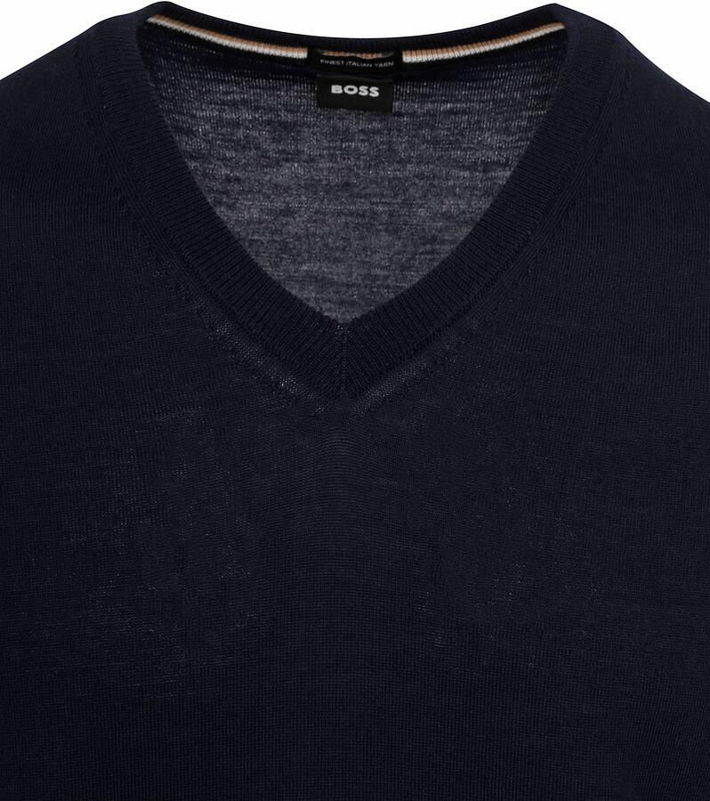 Hugo Boss Slim-Fit Wollen Pullover V-Hals Trui Blue Heren - Foto 3