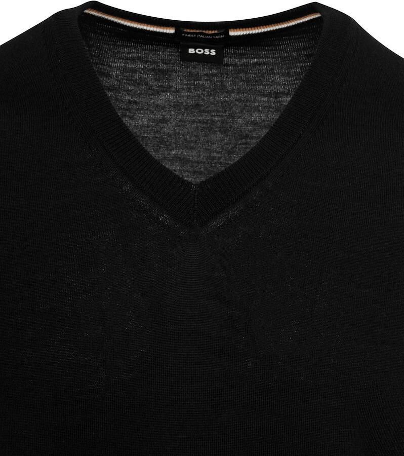 Hugo Boss Slim-Fit Wollen Pullover V-Hals Trui Black Heren - Foto 2