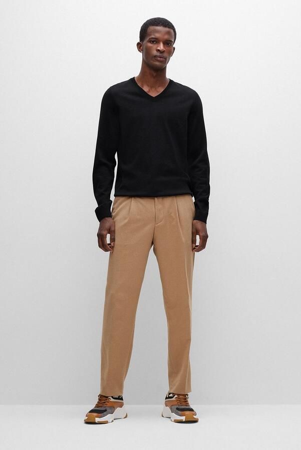 Hugo Boss Slim-Fit Wollen Pullover V-Hals Trui Black Heren - Foto 3