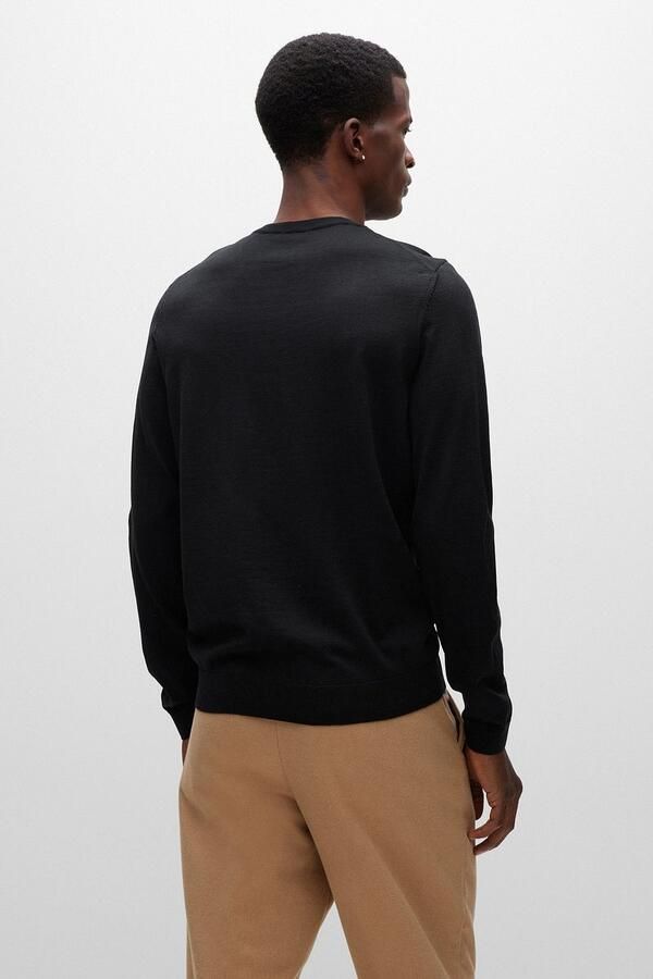 Hugo Boss Slim-Fit Wollen Pullover V-Hals Trui Black Heren - Foto 4